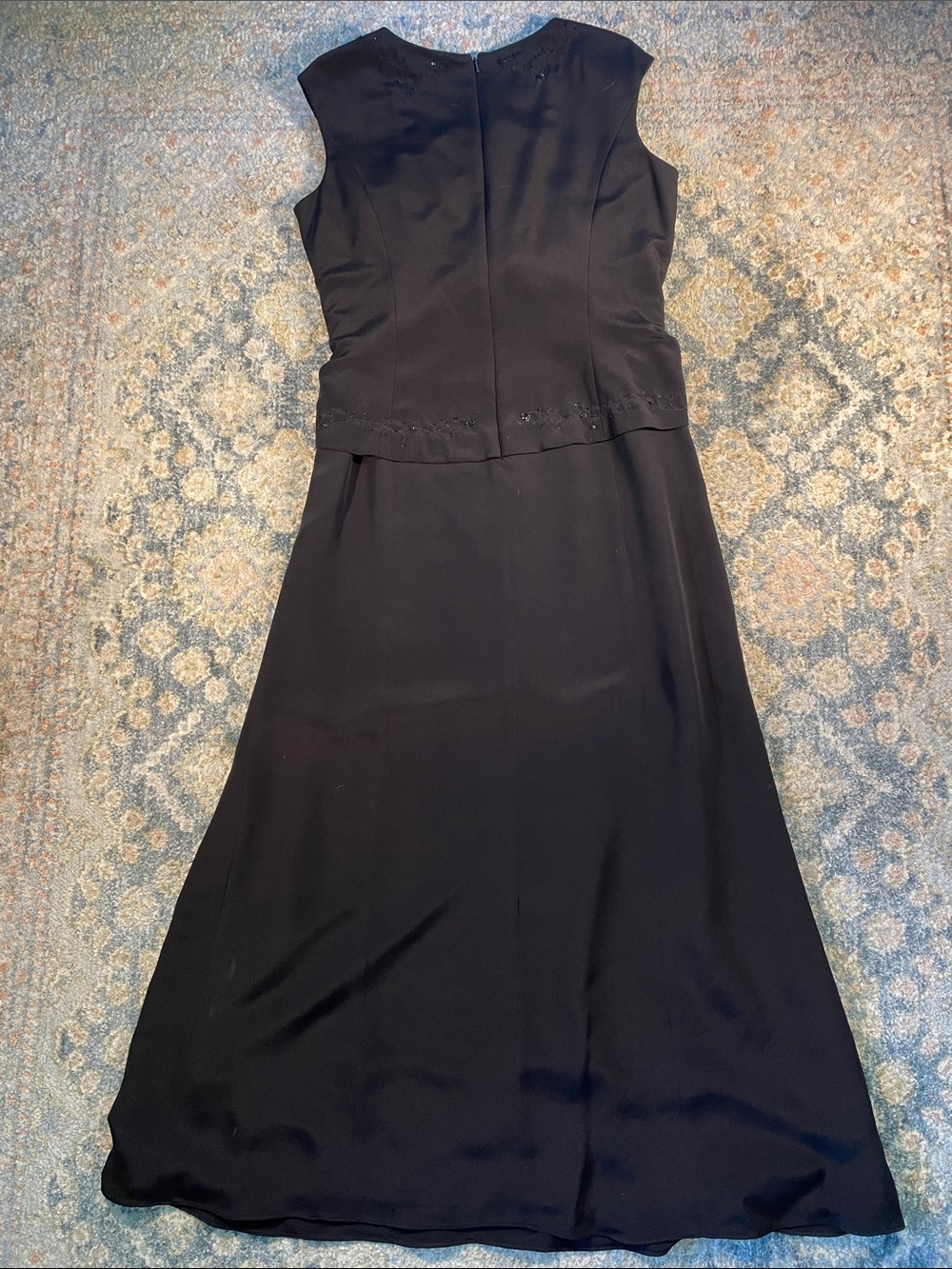 Talbots Silk Black Sleeveless Embellished Maxi Dress - Picture 5 of 7